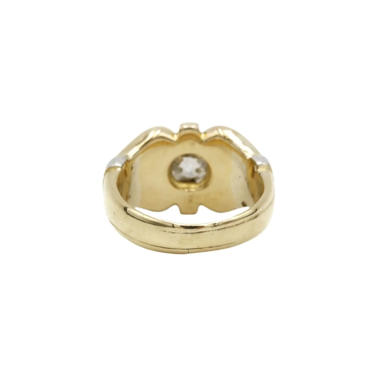 Bague Chevalière en or jaune et diamant - Image 4