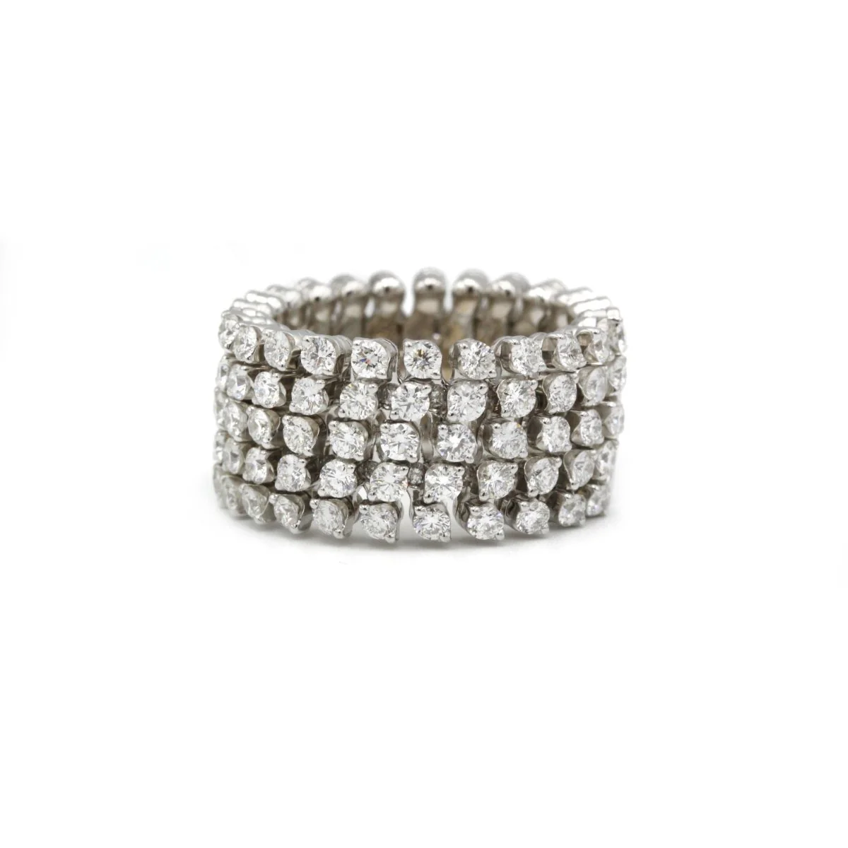Bague transformation bracelet en or blanc et diamant