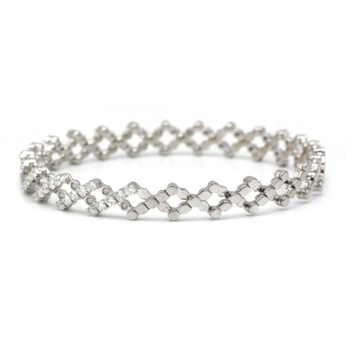 Bague transformation bracelet en or blanc et diamant - Image 2