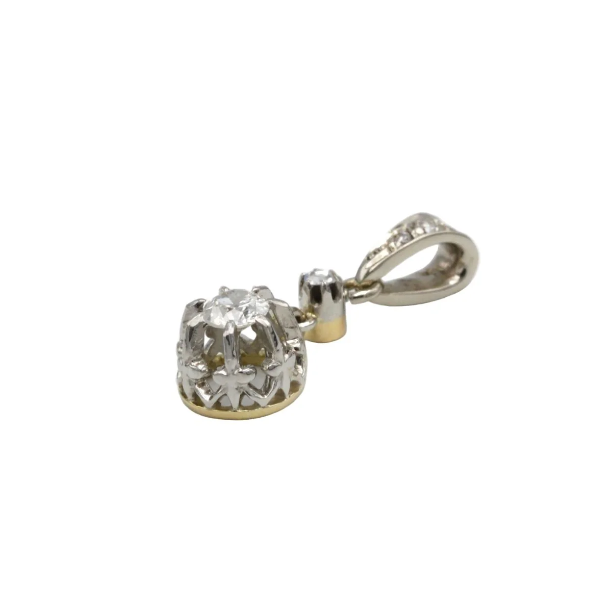 Pendentif en or blanc, platine et diamants - Image 3