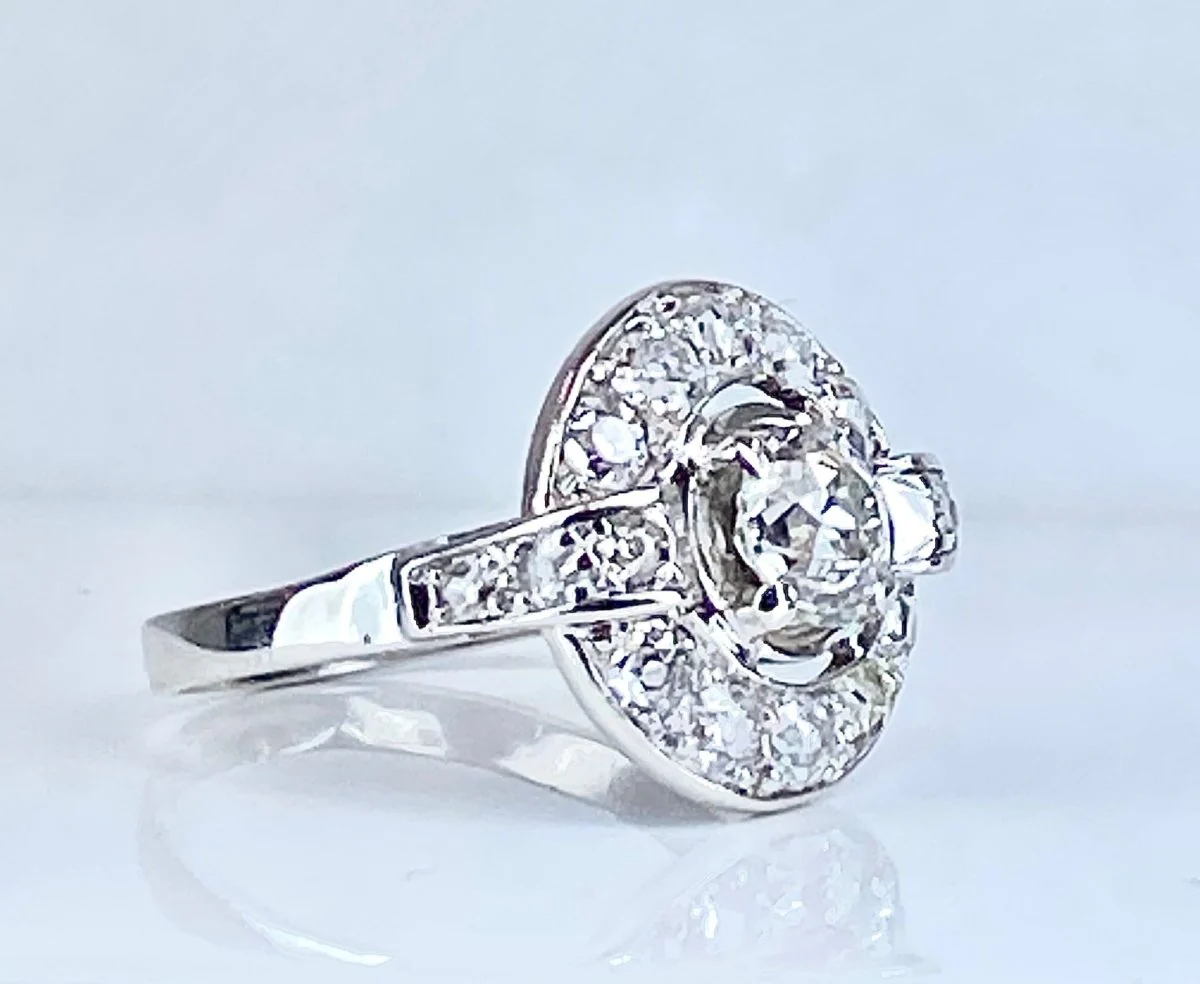 Bague en or blanc 18 carats sertie de diamants, époque 1900/1930 - Image 3