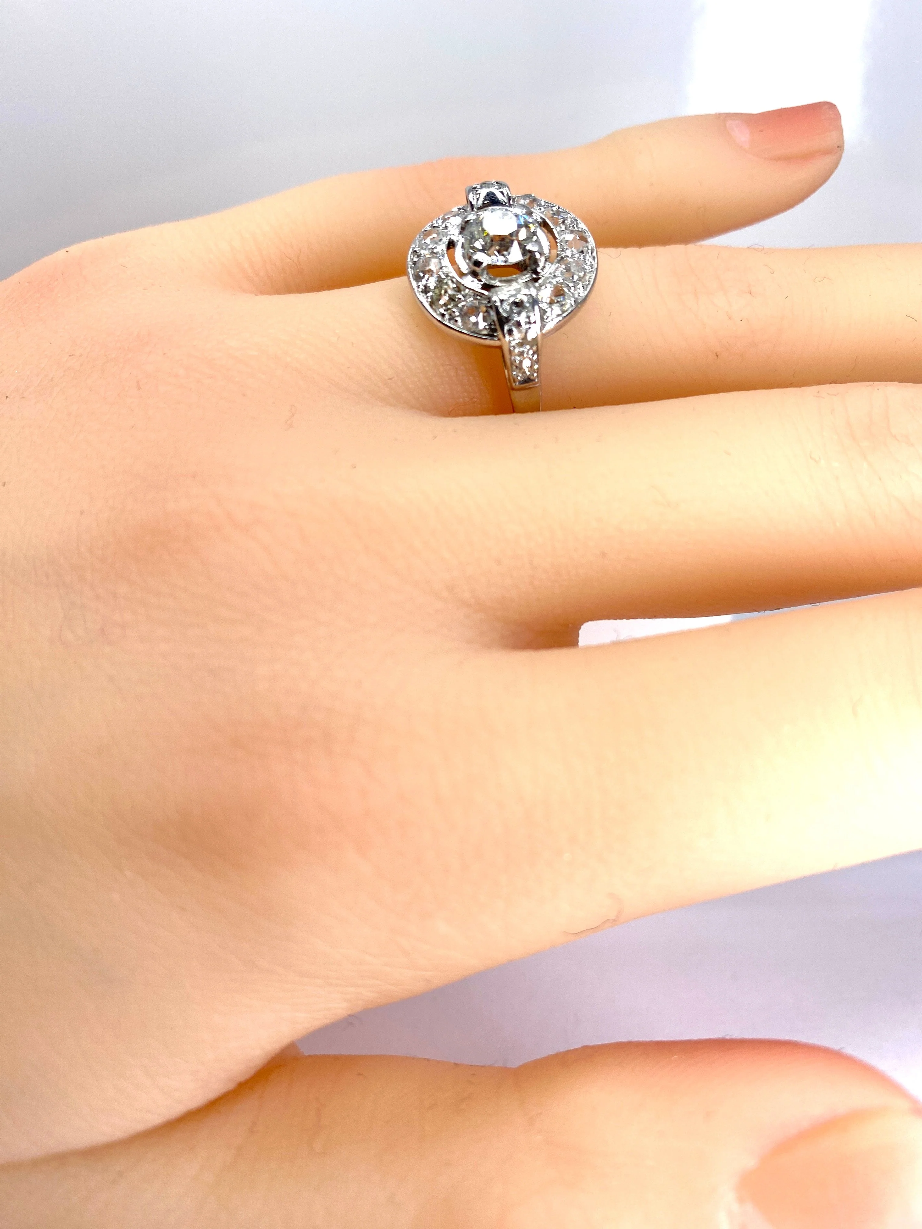 Bague en or blanc 18 carats sertie de diamants, époque 1900/1930 - Image 7