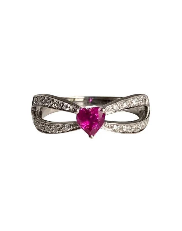 Bague, en or gris 18k, rubis et diamants - Image 5
