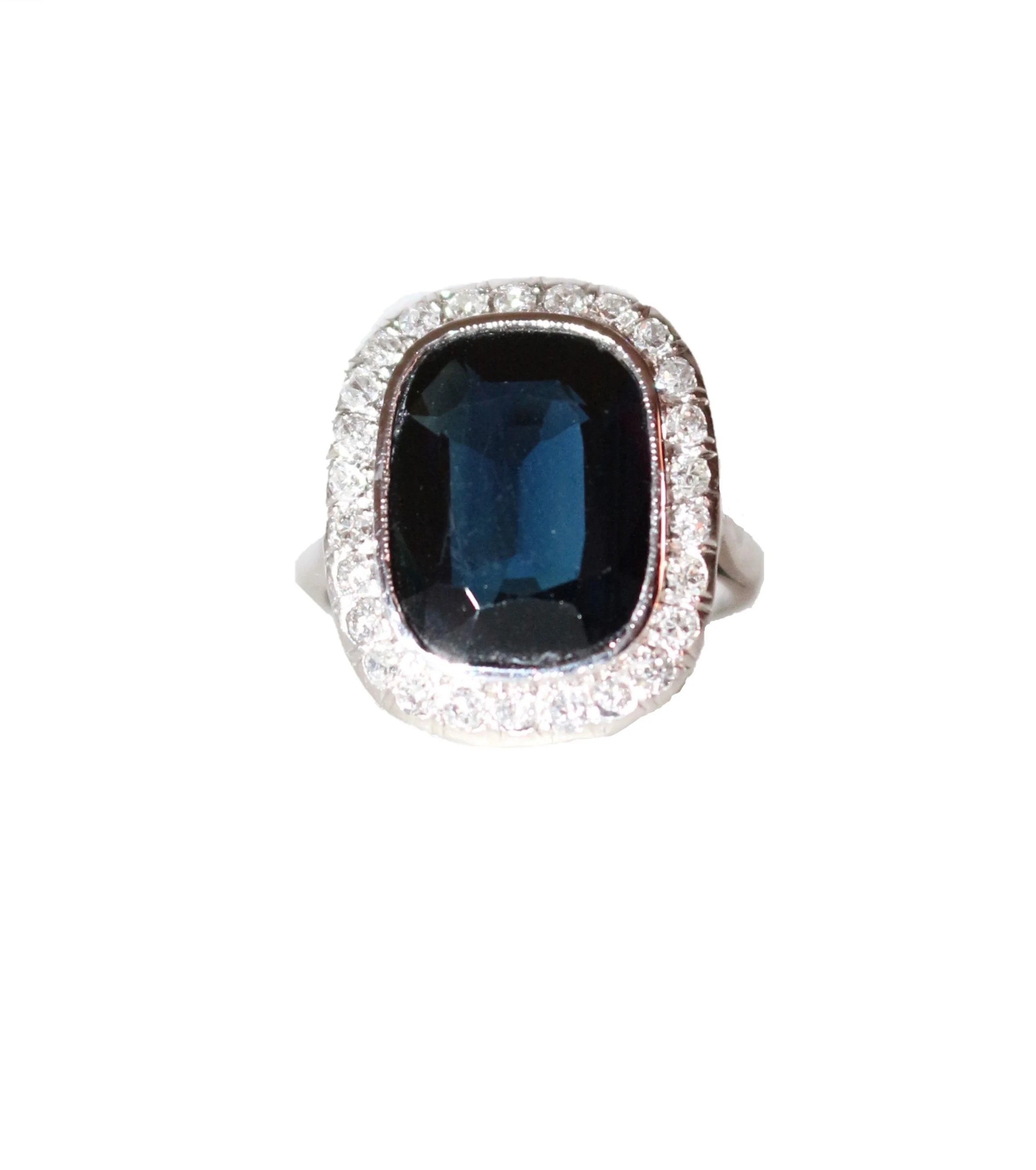 Bague Art Déco Saphir Diamants Platine