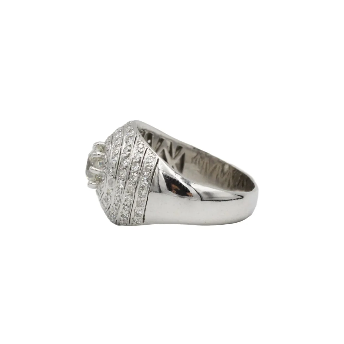 Bague Bombée - Platine & Diamants - Image 2