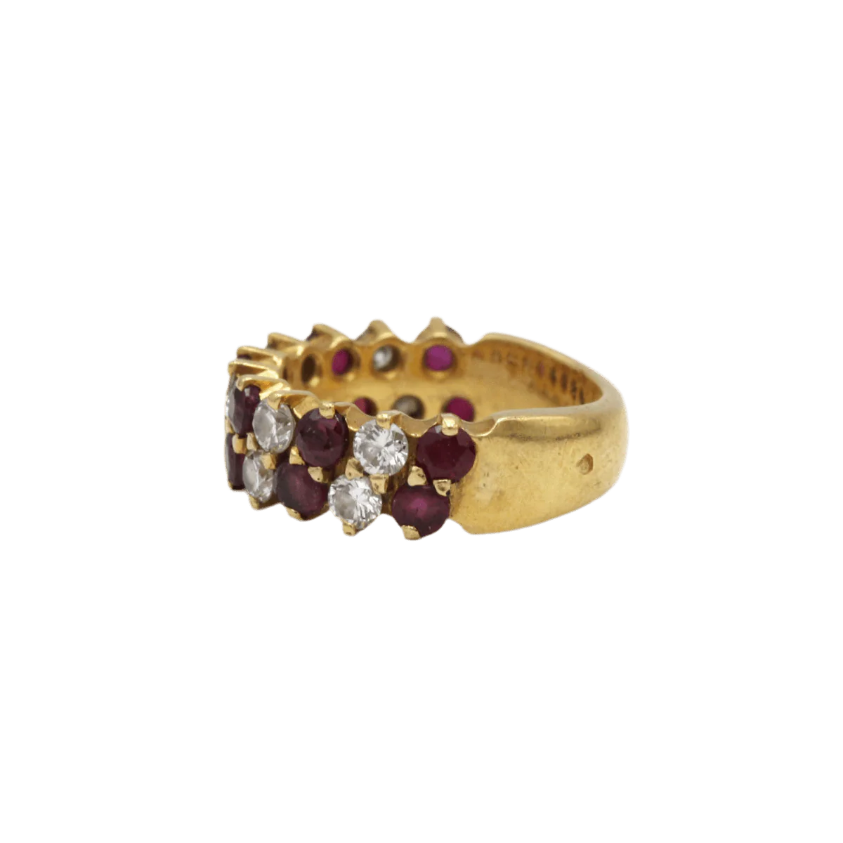 Bague Alliance en or jaune, rubis et diamants - Image 3