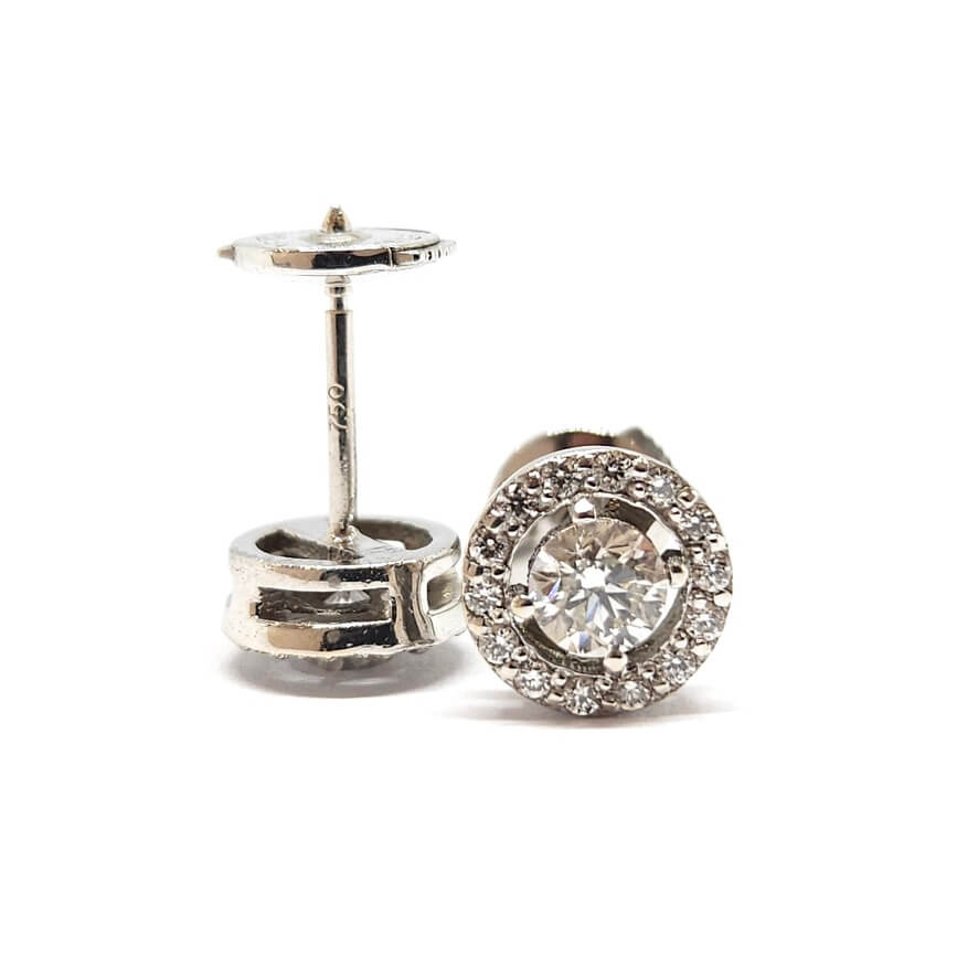Boucles d’oreilles diamants or blanc 18 carats - Image 3