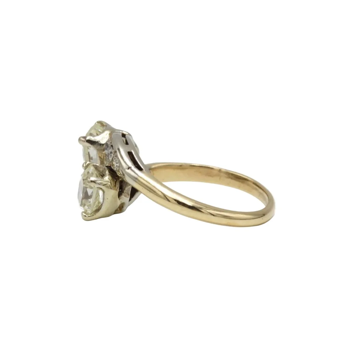 Bague Toi & Moi en or jaune et diamants - Image 3