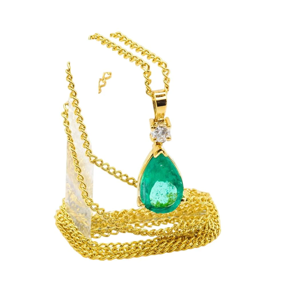 Pendentif COLGANTE en or jaune, émeraude et diamant - Image 2