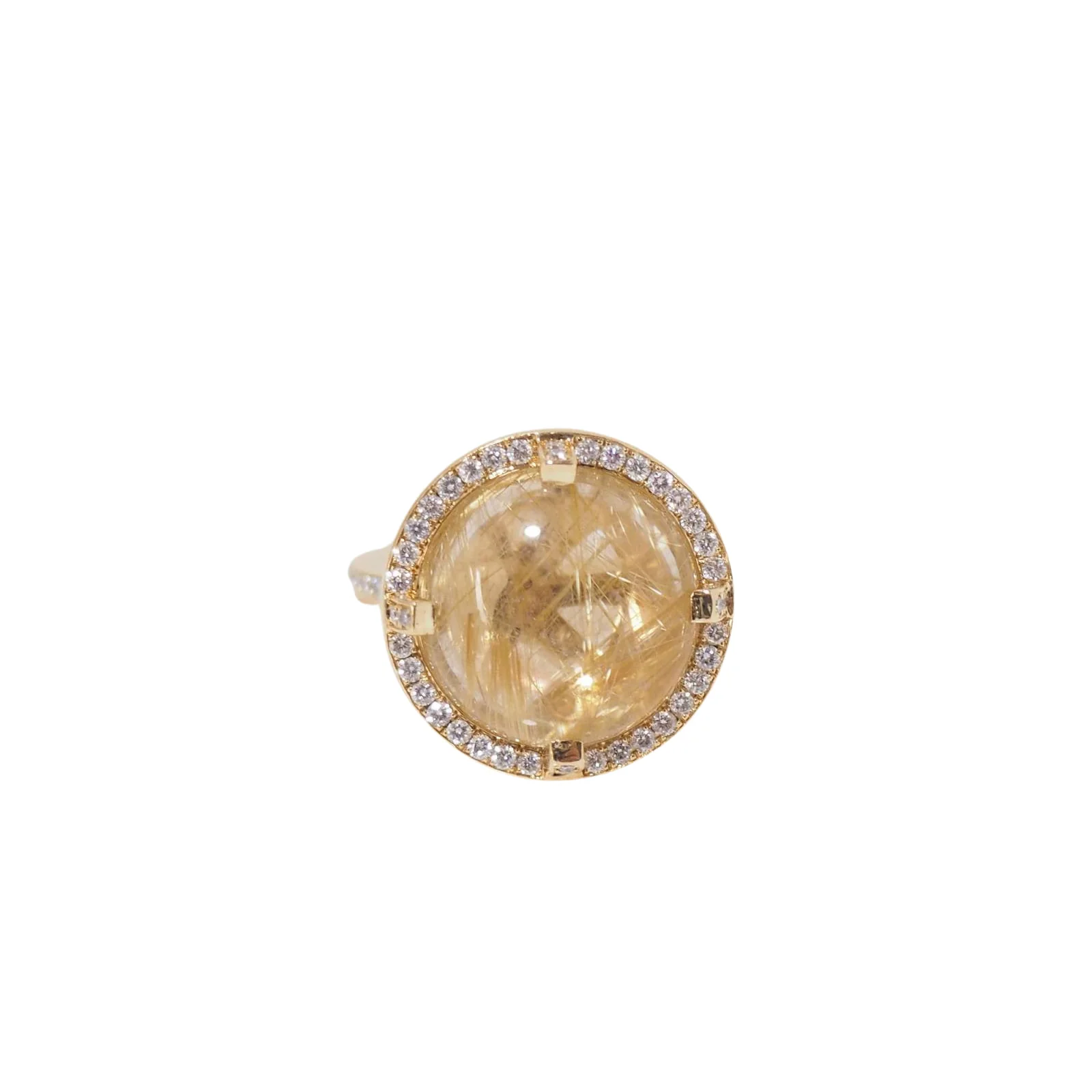 Bague CHAUMET "Attrape Moi Galet" en or jaune, Quartz rutile et diamants