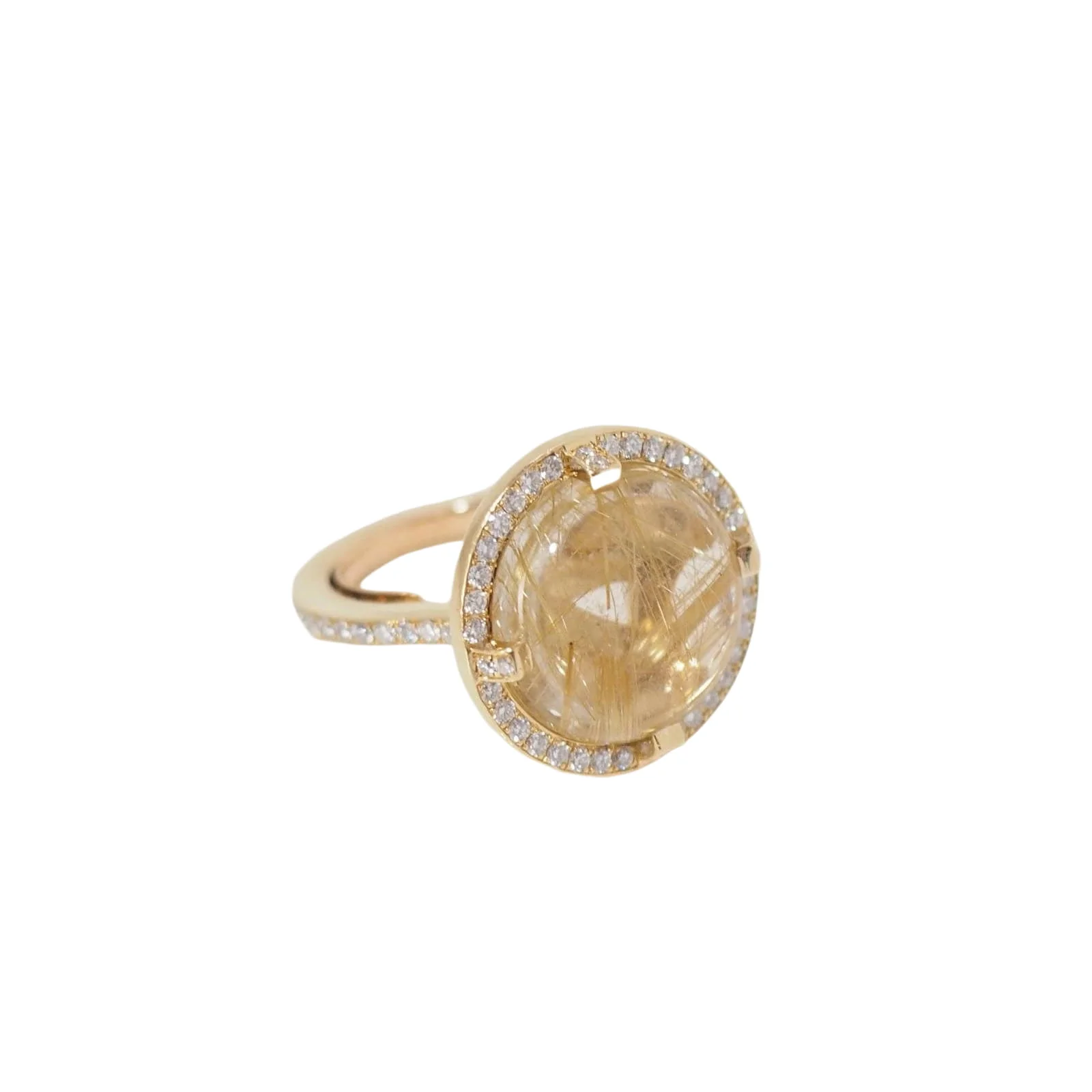 Bague CHAUMET "Attrape Moi Galet" en or jaune, Quartz rutile et diamants - Image 3