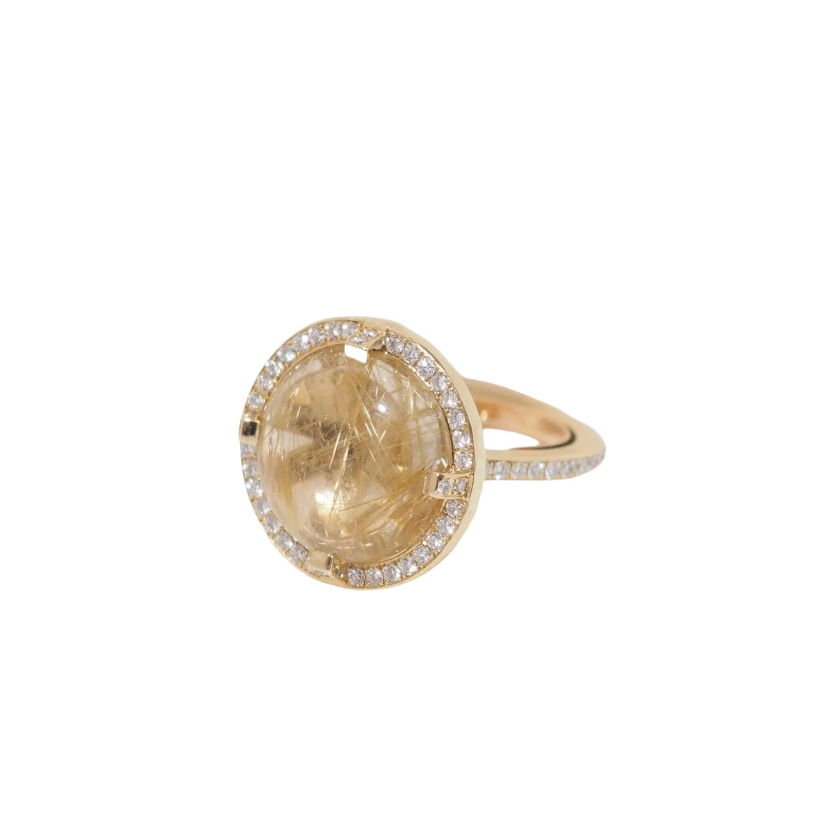 Bague CHAUMET "Attrape Moi Galet" en or jaune, Quartz rutile et diamants - Image 6