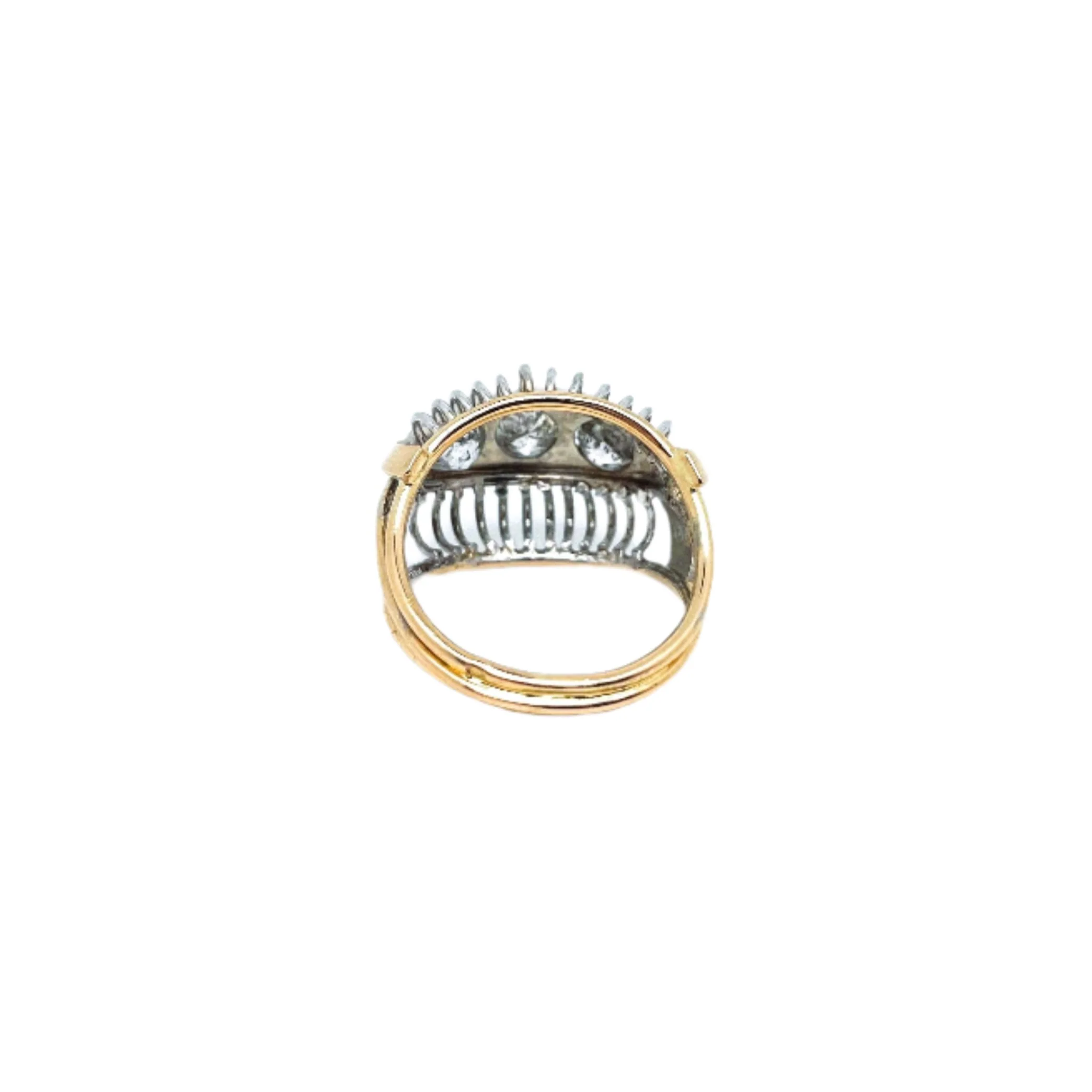 Bague Dôme Trilogie en or blanc, or jaune et diamants - Image 5