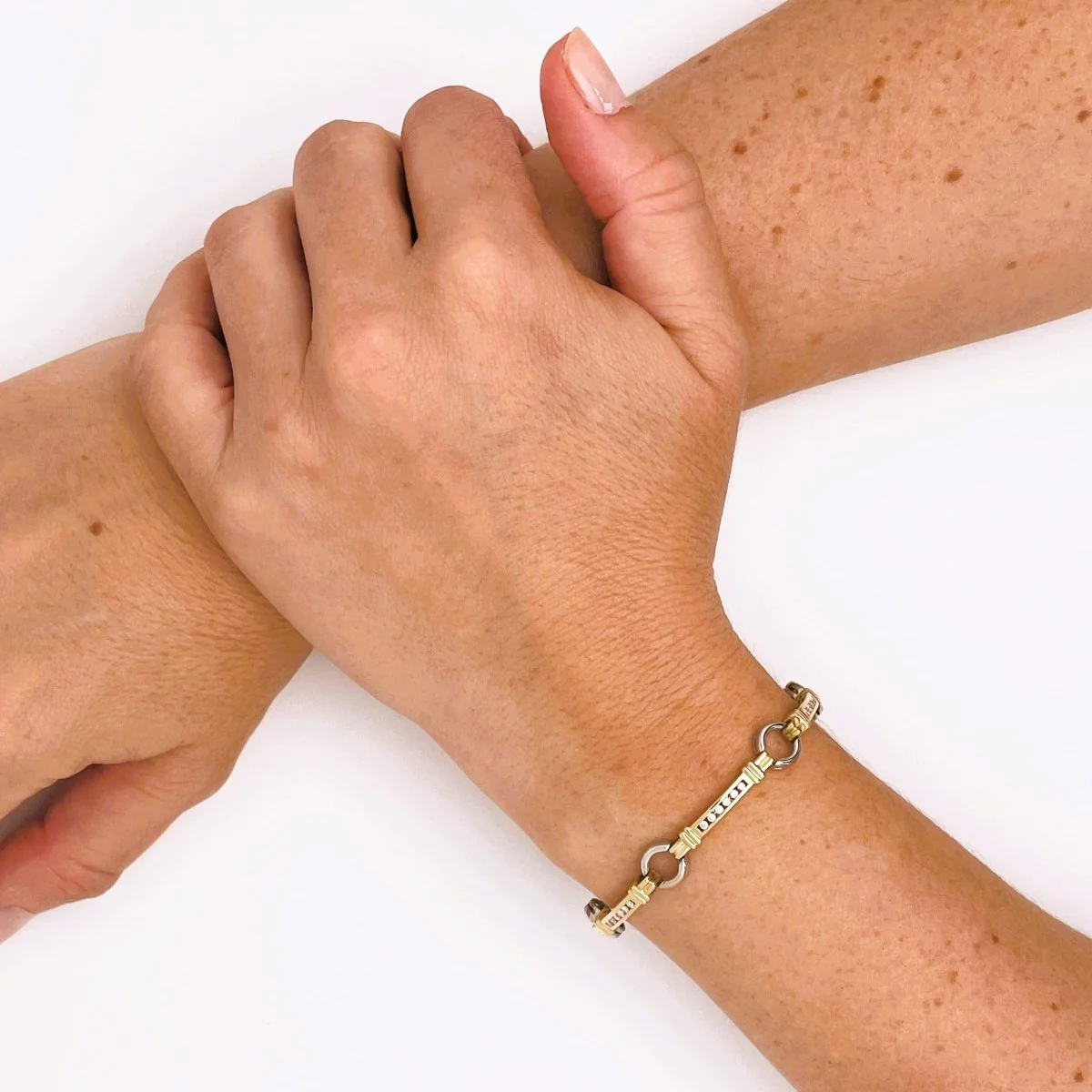 Bracelet Souple en or jaune, or blanc et diamants - Image 2