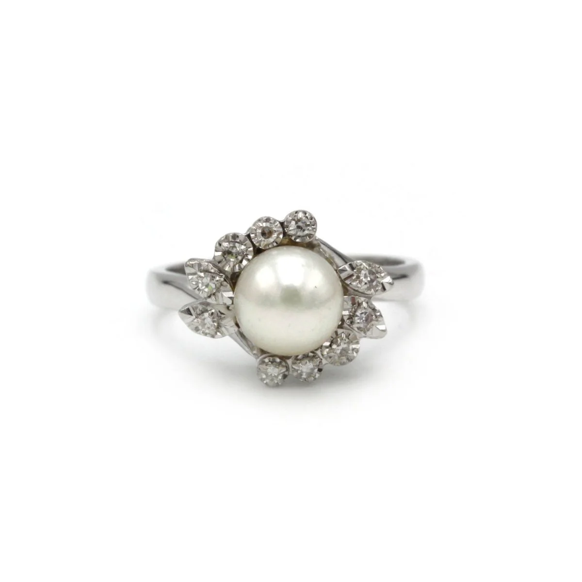 Bague - Or, Perle et Diamants