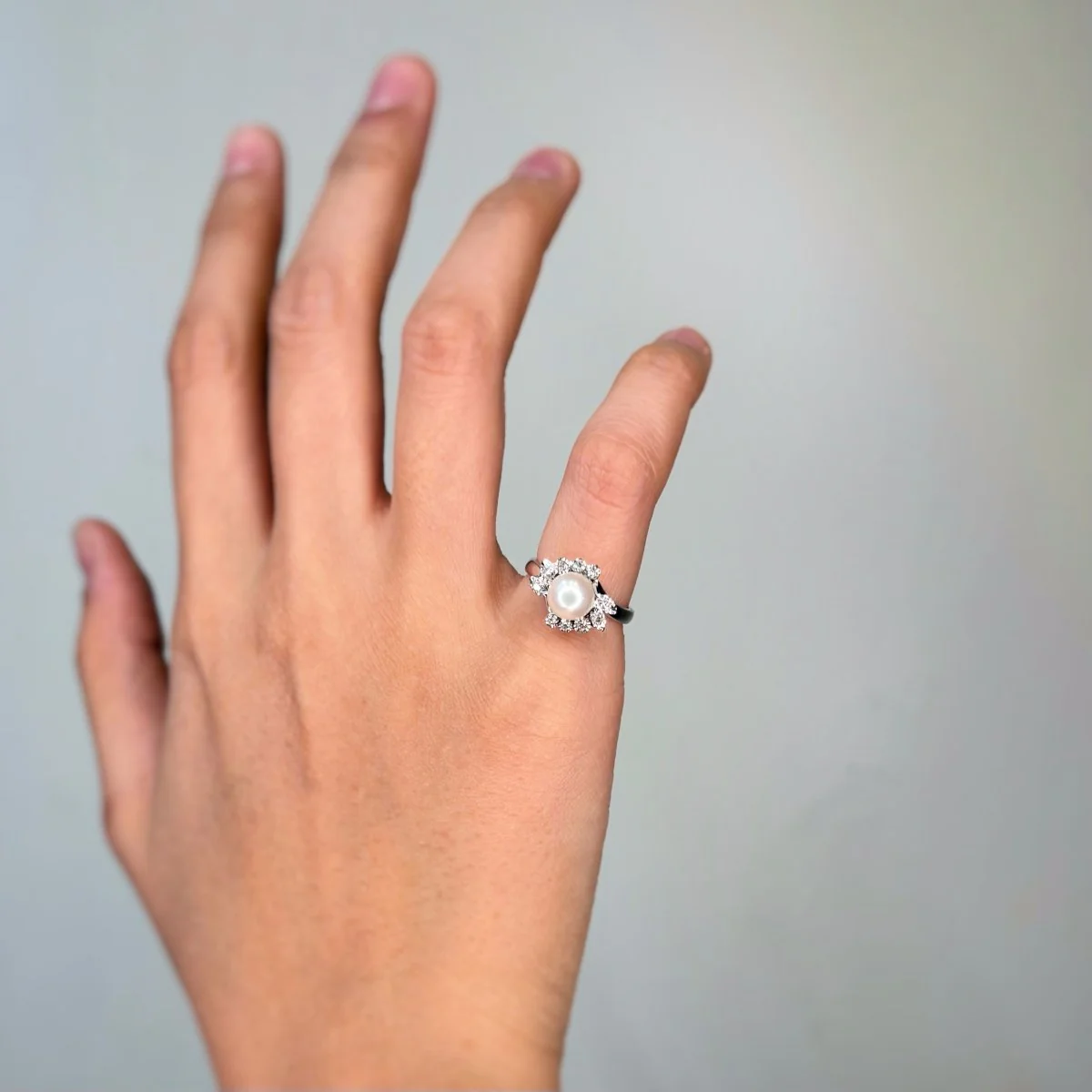 Bague - Or, Perle et Diamants - Image 4