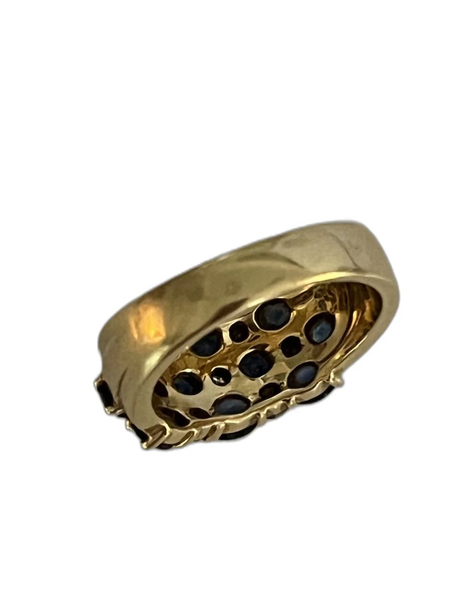 Bague Bandeau en or jaune, saphirs et diamants - Image 3