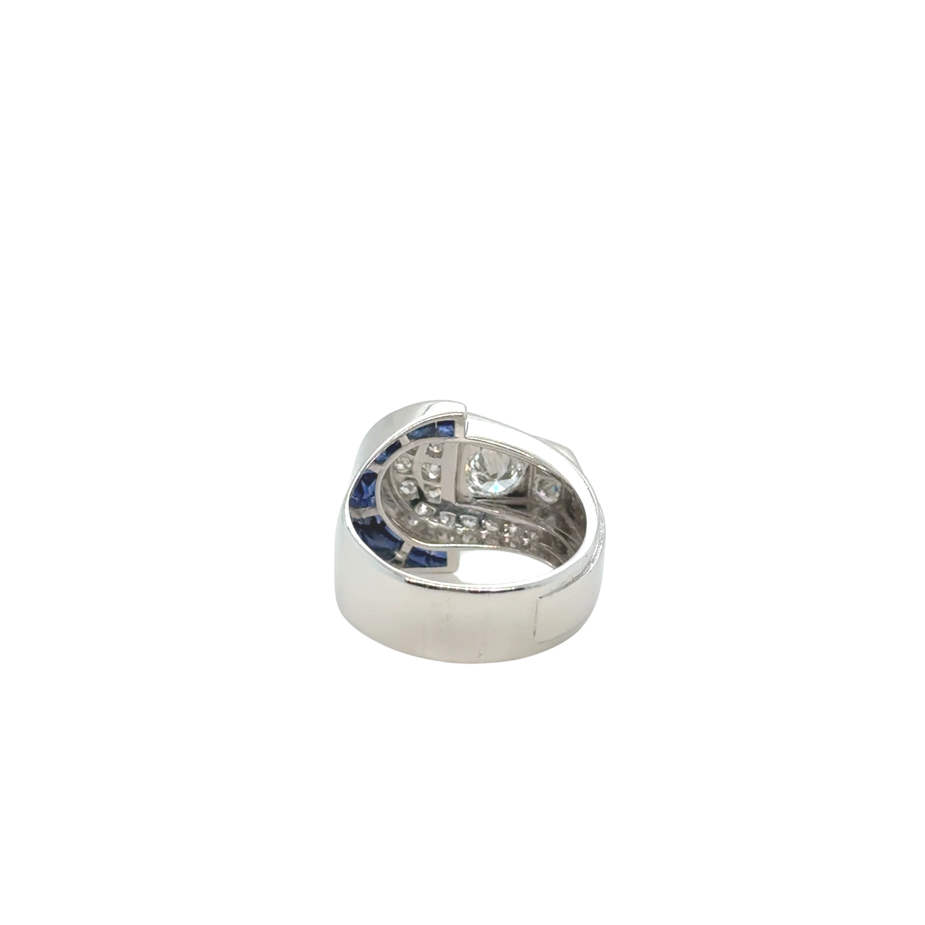 Art Déco - Bague platine - Diamants et Saphirs - Image 5
