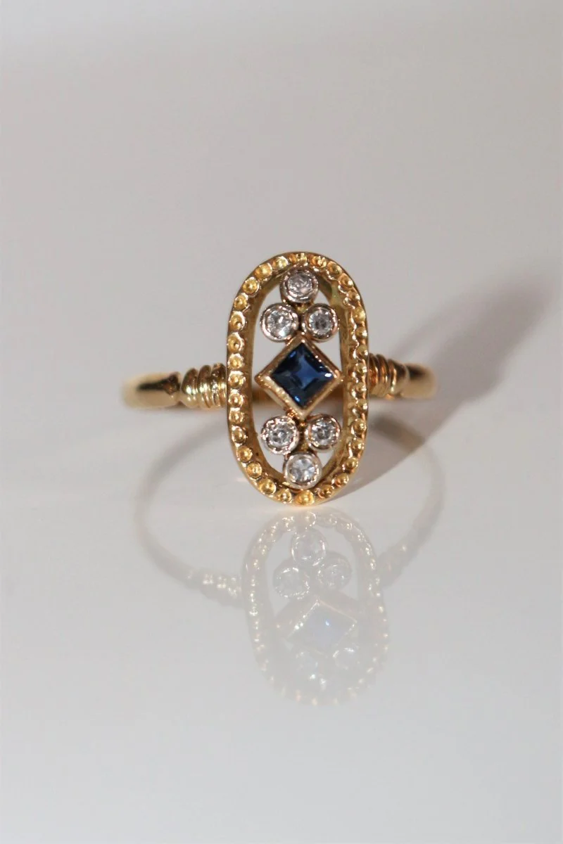 Bague Ovale Ajouré Saphir - Image 4