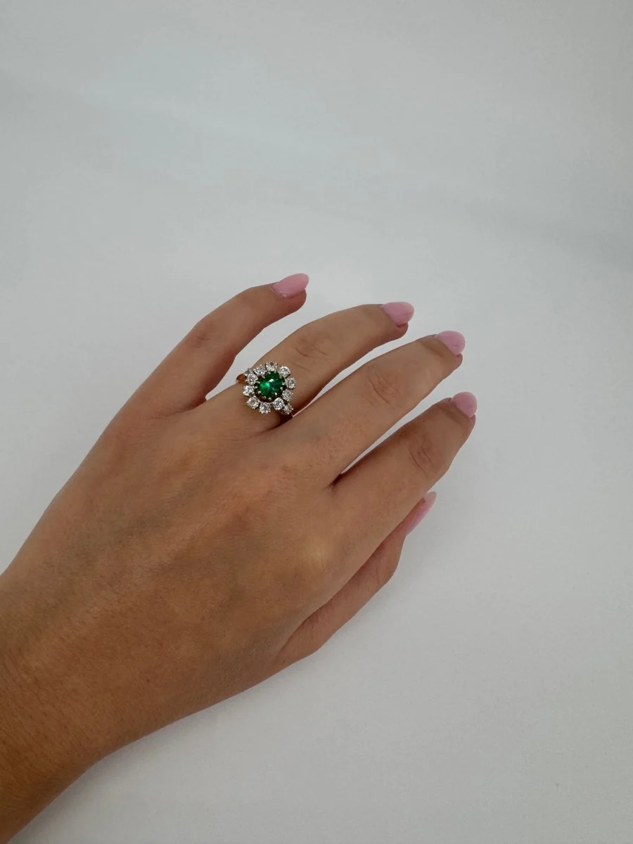 Bague - Or, diamants et émeraude - Image 4