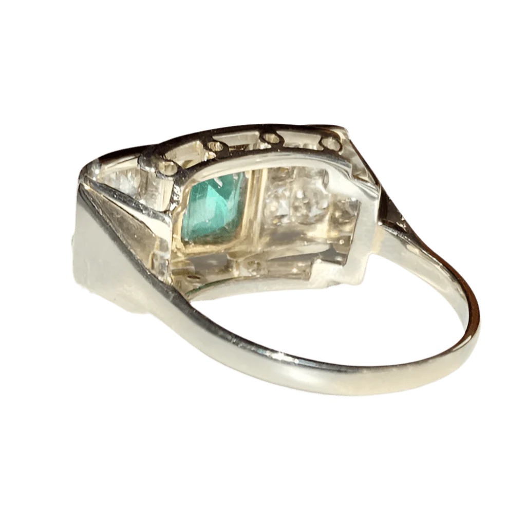 Bague Tank en or blanc, or jaune, émeraude et diamants - Image 4