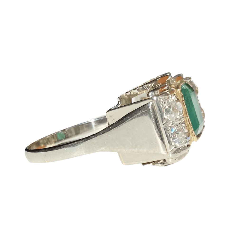 Bague Tank en or blanc, or jaune, émeraude et diamants - Image 5