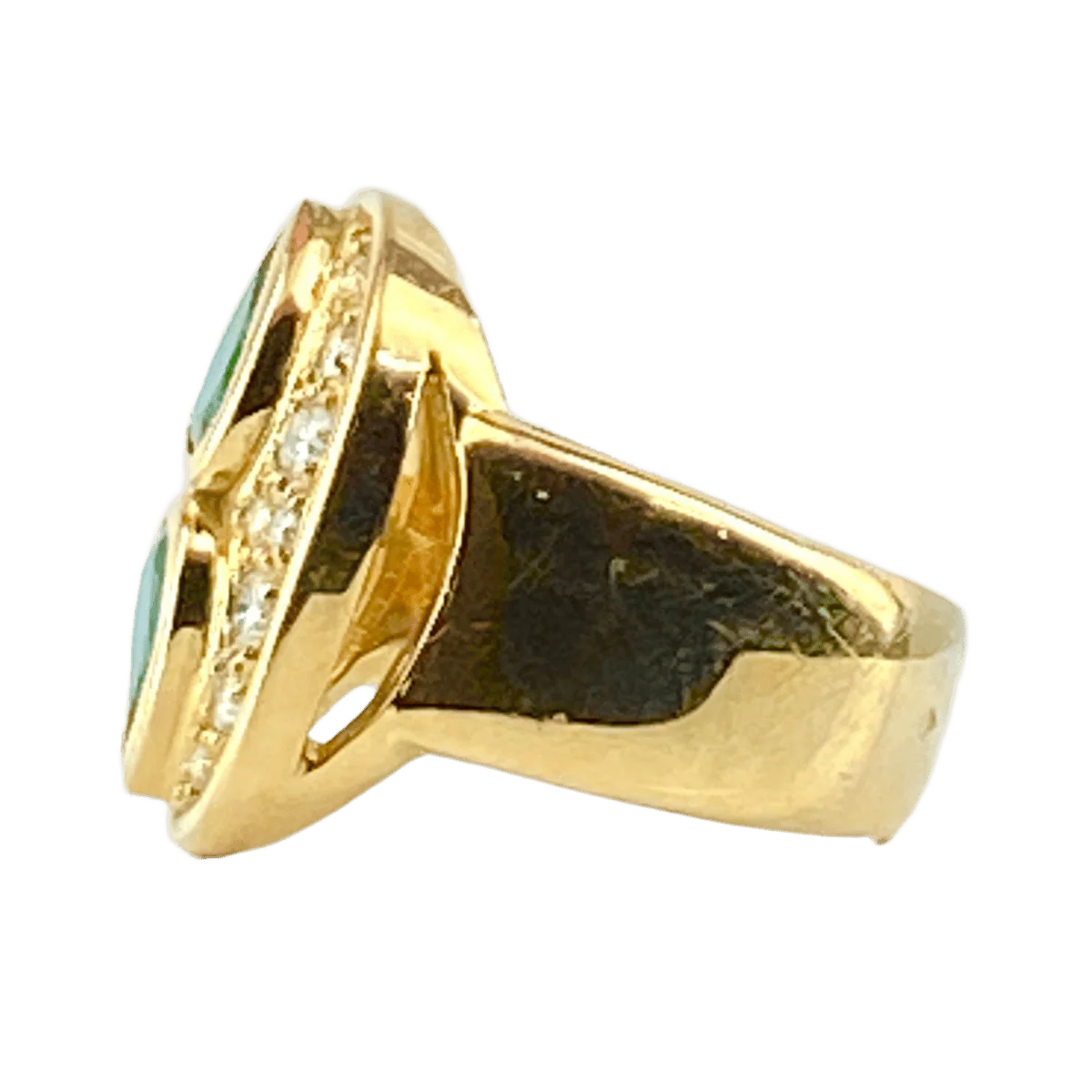 Bague en or jaune, émeraudes et diamants - Image 4