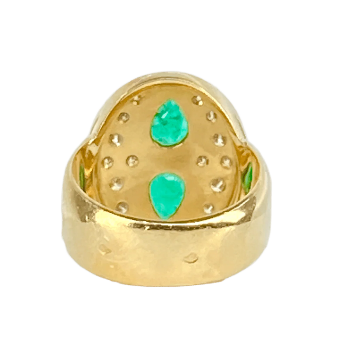 Bague en or jaune, émeraudes et diamants - Image 5