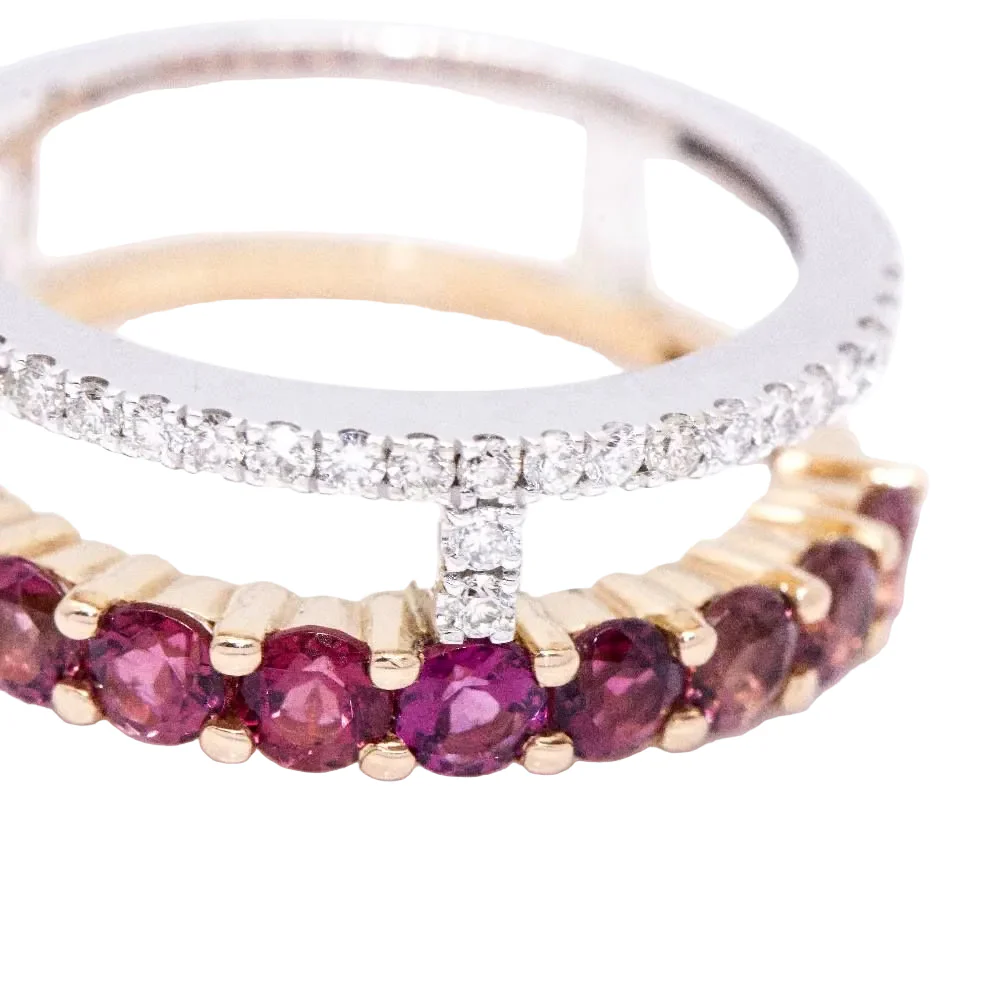 Bague Bandeau en or blanc, or rose, tourmalines et diamants - Image 6