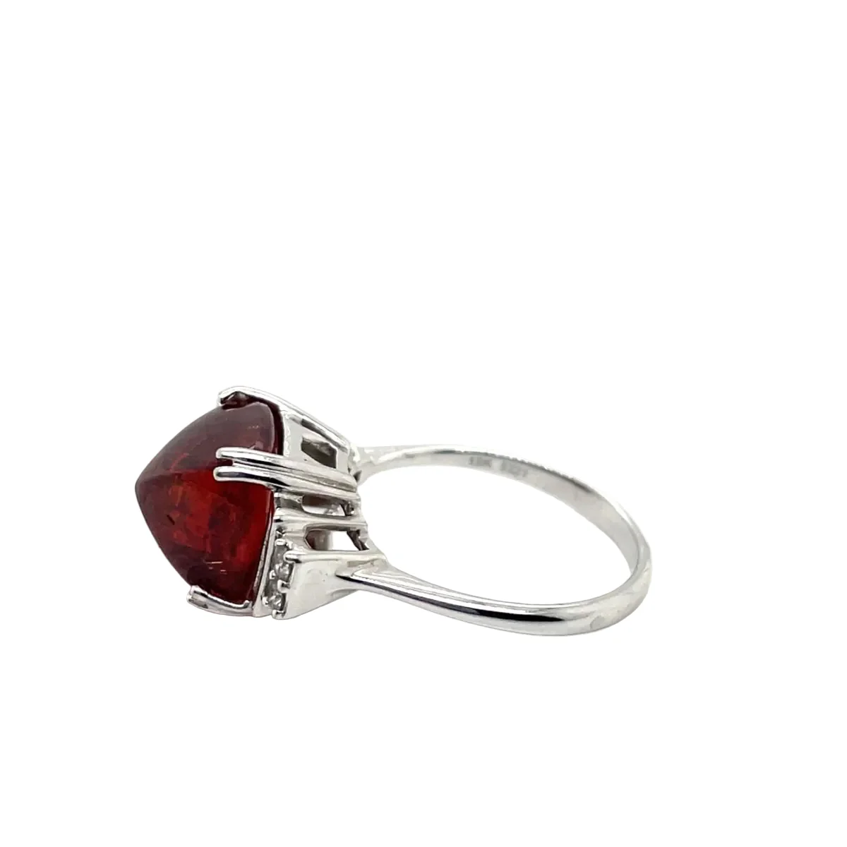 Bague en or blanc, grenat et diamants - Image 2