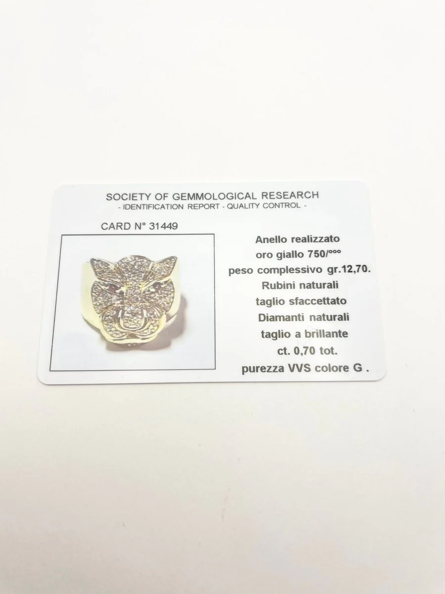 Anello oro 18KT con rubini naturali e diamanti naturali ct 0.70 VVS G - Image 2