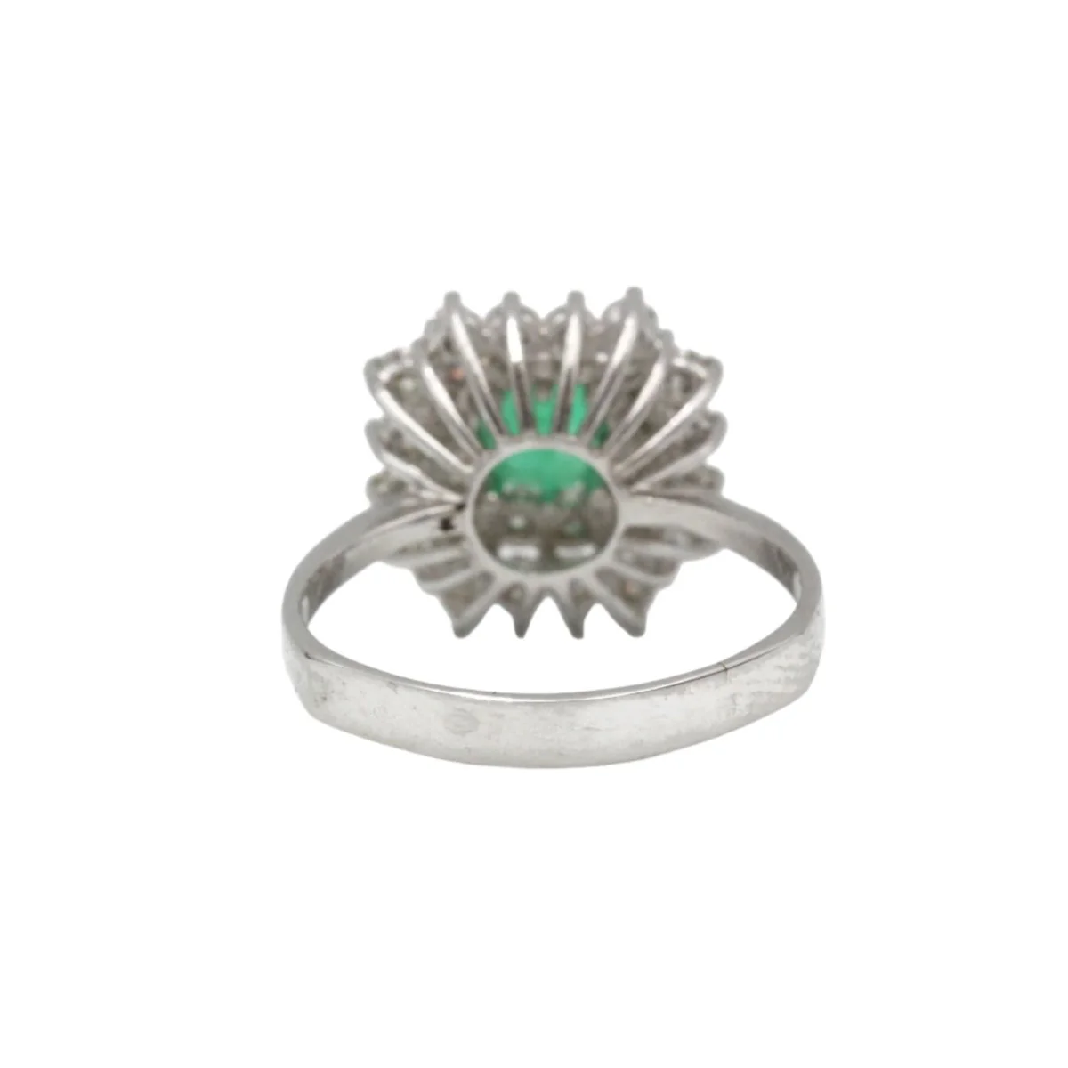 Bague - Or blanc, diamants et émeraude - Image 3