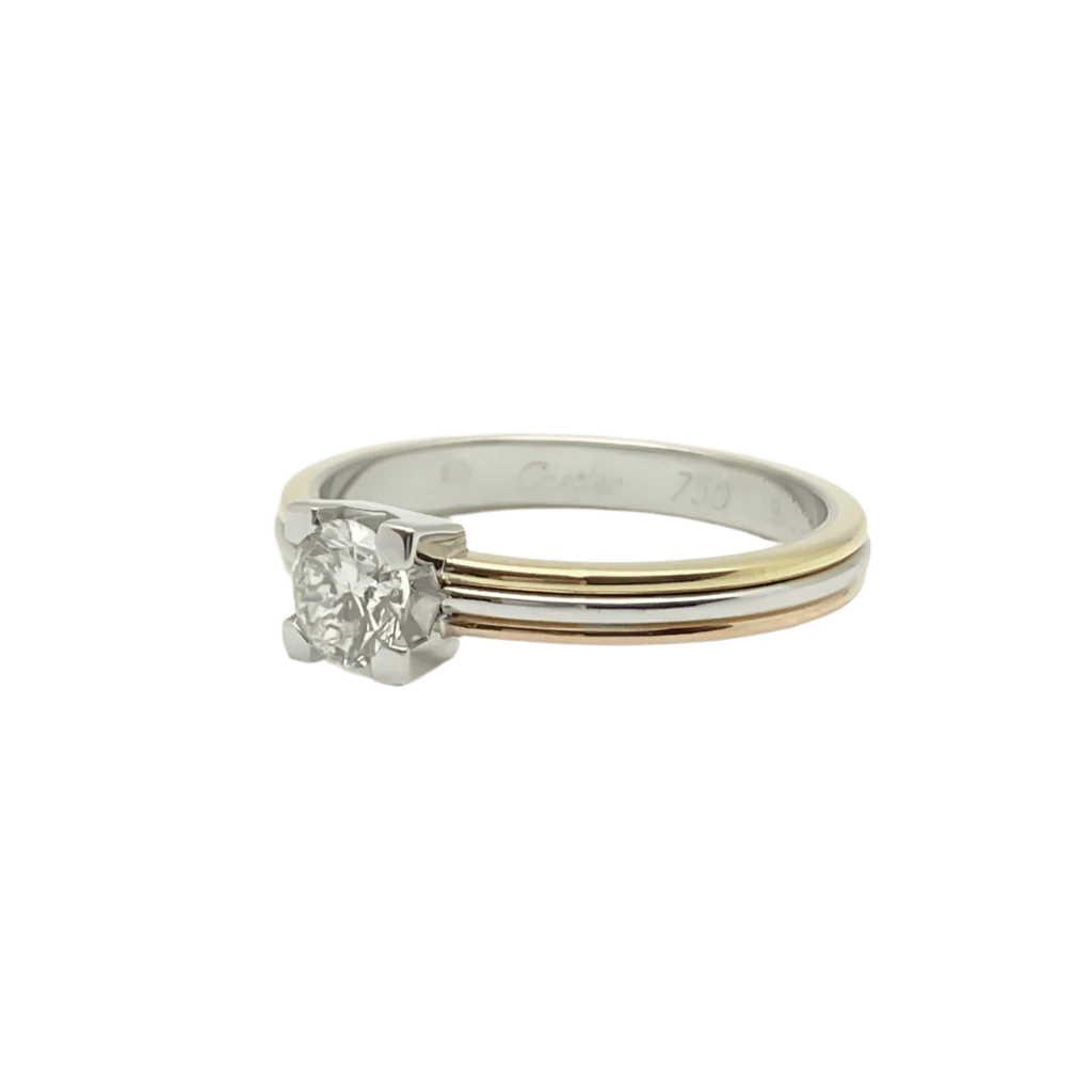 Bague Solitaire CARTIER en or blanc, or jaune, or rose et diamant - Image 2