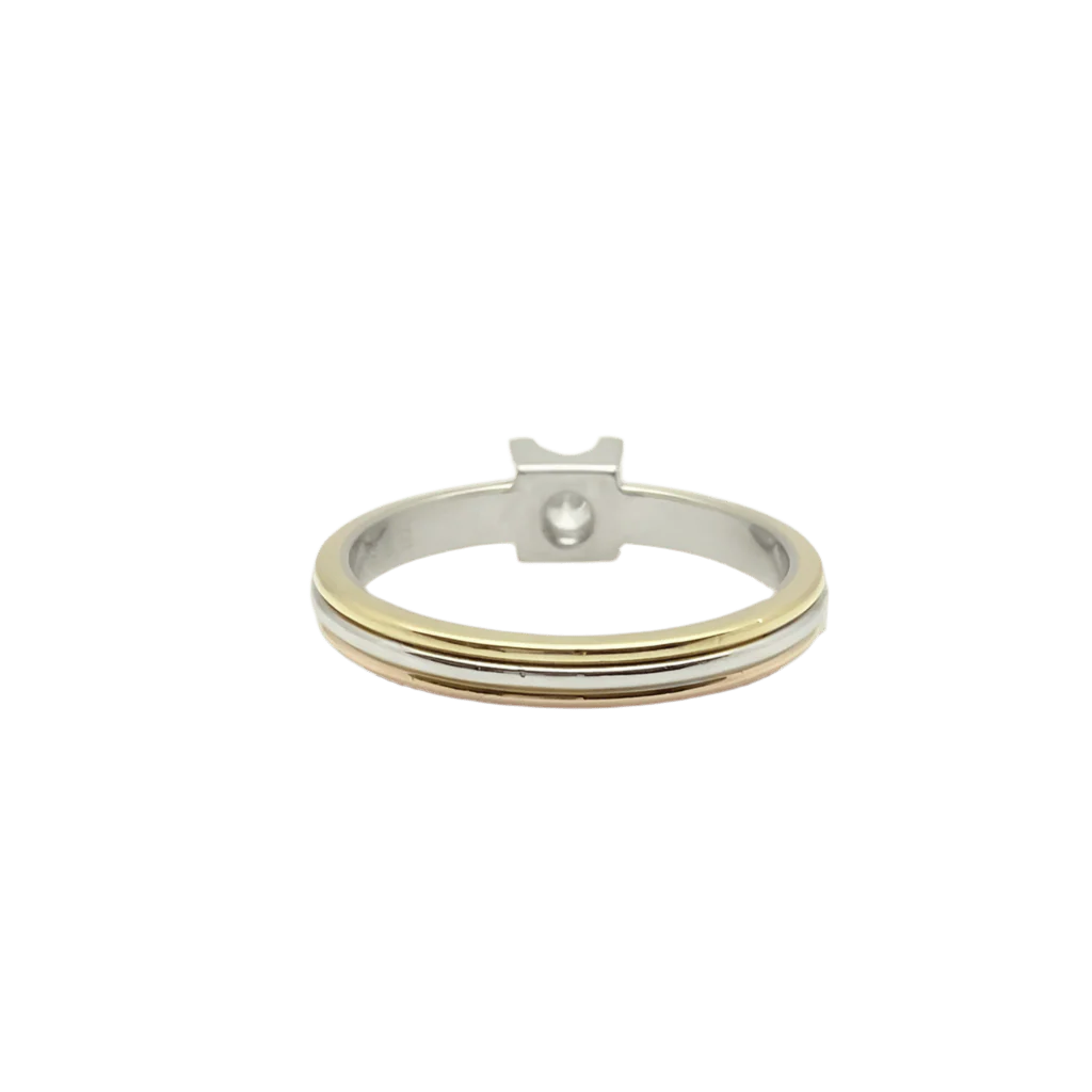 Bague Solitaire CARTIER en or blanc, or jaune, or rose et diamant - Image 3
