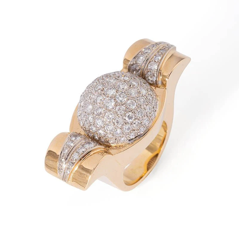 Bague Dôme en or jaune et diamants - Image 3