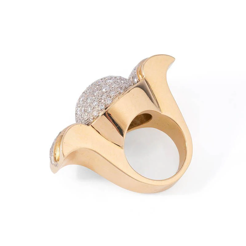 Bague Dôme en or jaune et diamants - Image 5