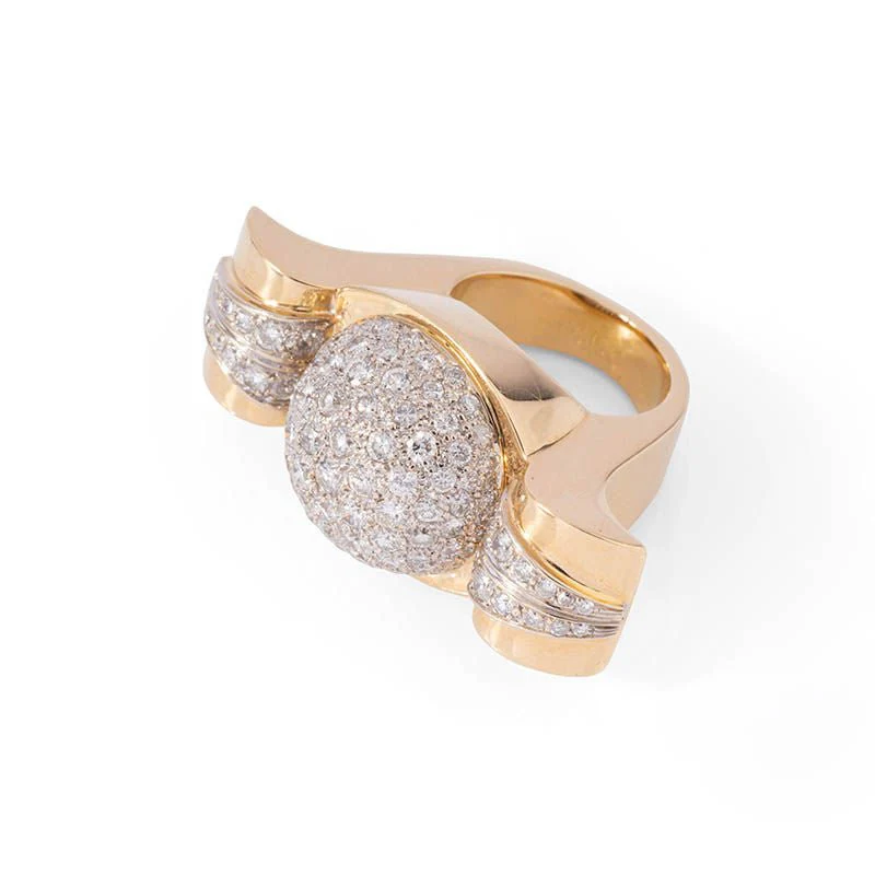 Bague Dôme en or jaune et diamants - Image 6
