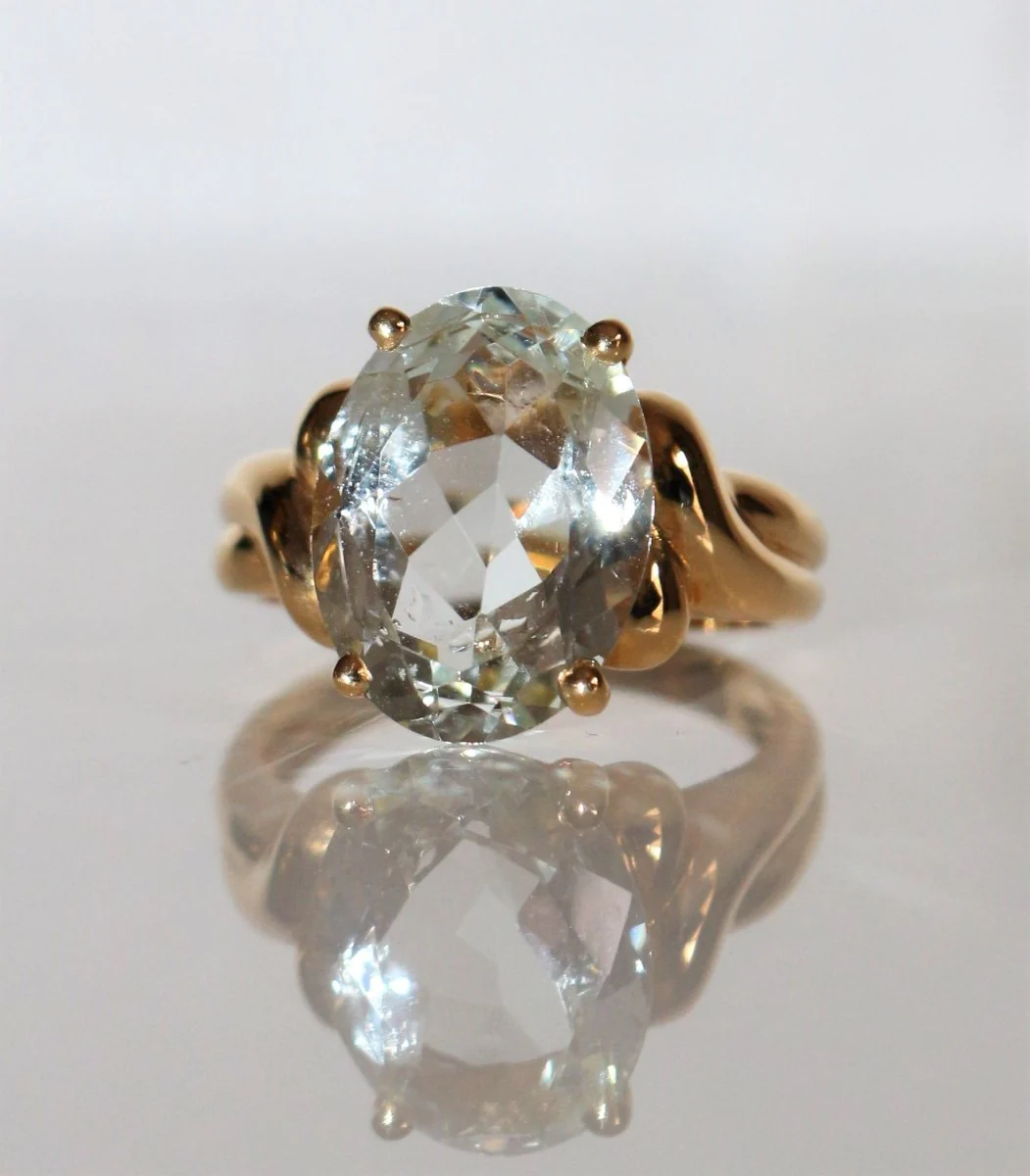 Bague Cocktail en or jaune et en aigue-marine - Image 2