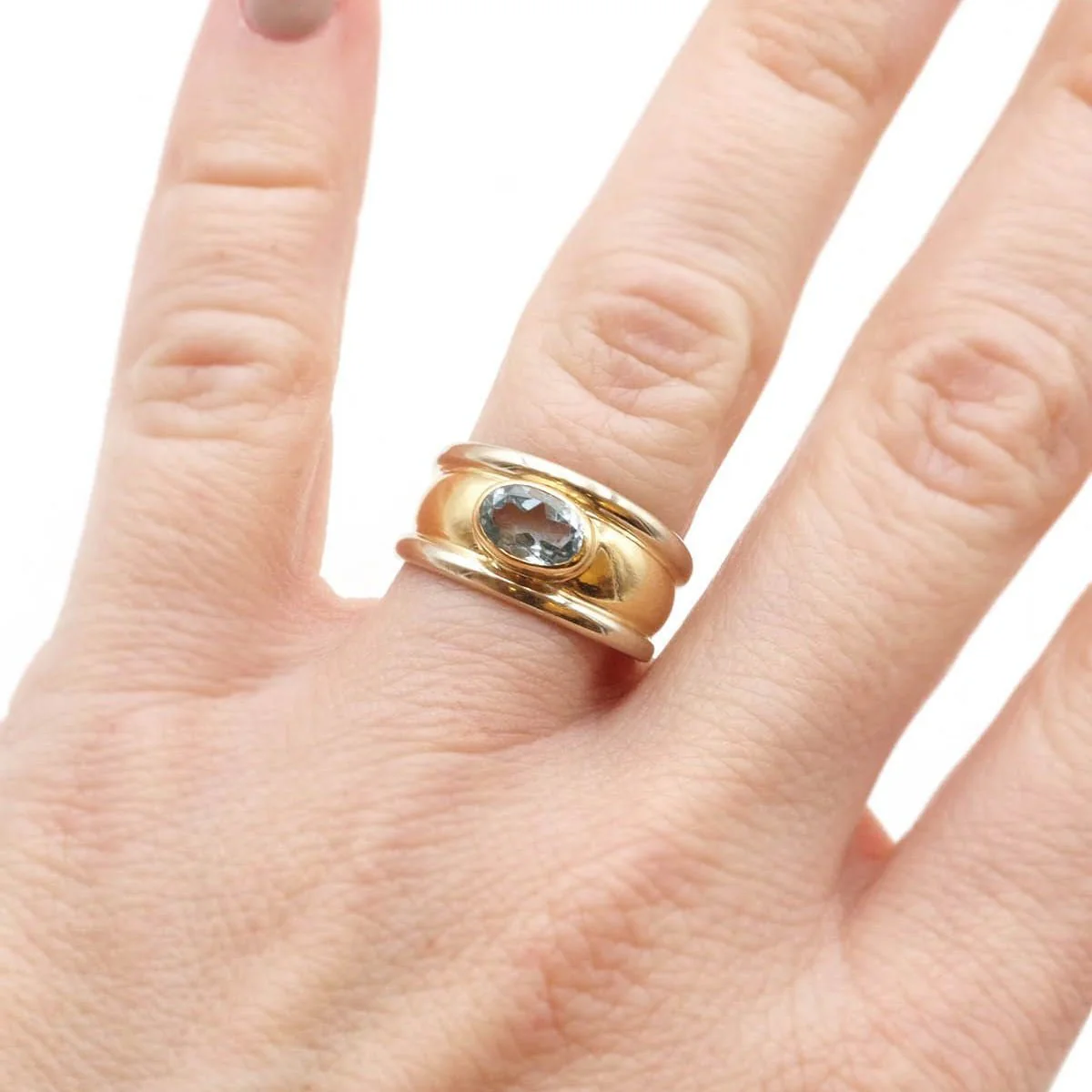 Bague Bandeau en or jaune, or blanc et topaze - Image 2