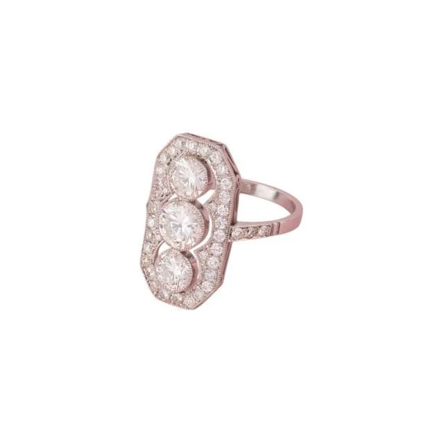 Bague Entourage en platine et diamants - Image 3