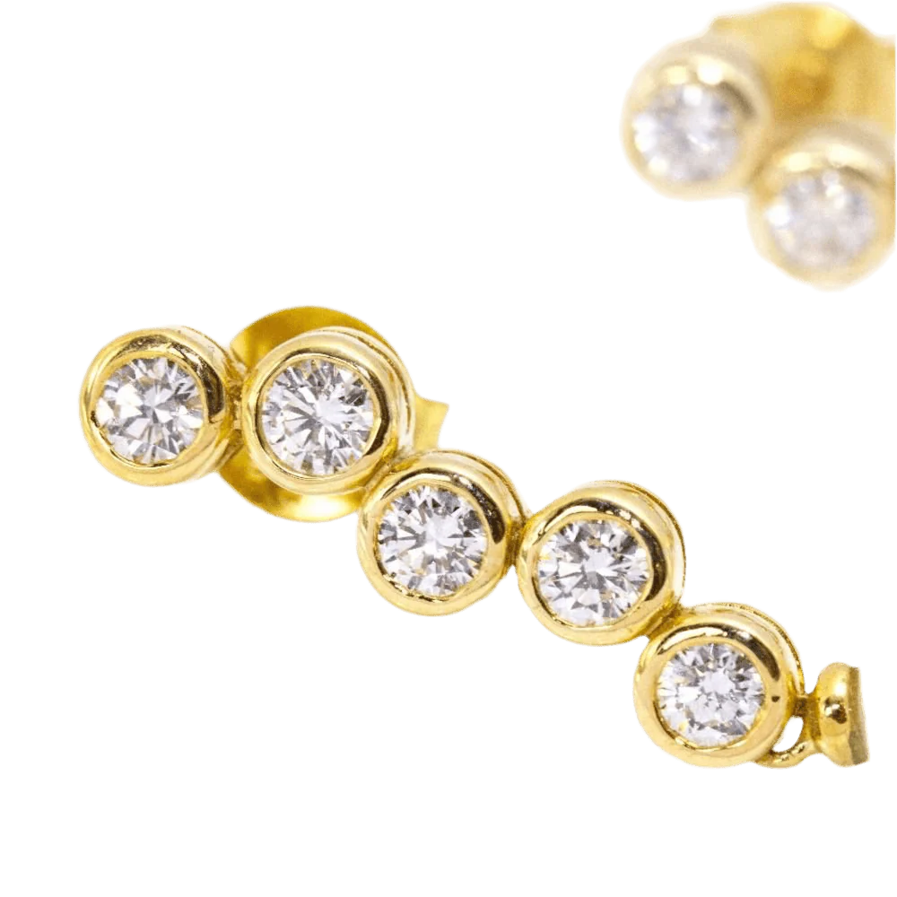 Boucles d'oreilles STILL en or jaune, perles et diamants - Image 4