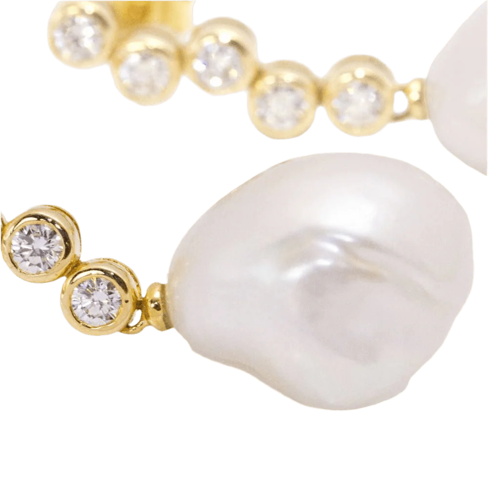 Boucles d'oreilles STILL en or jaune, perles et diamants - Image 5