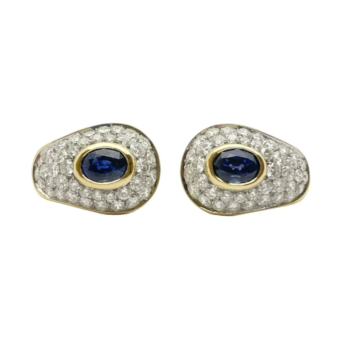 Boucles d'oreilles Dormeuses ORECCHINI en or blanc, or jaune, saphirs et diamants