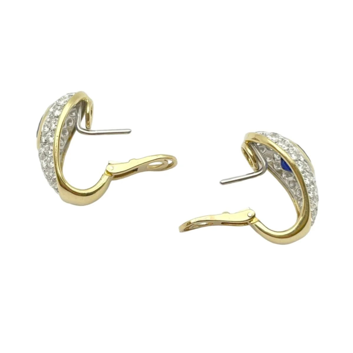 Boucles d'oreilles Dormeuses ORECCHINI en or blanc, or jaune, saphirs et diamants - Image 4