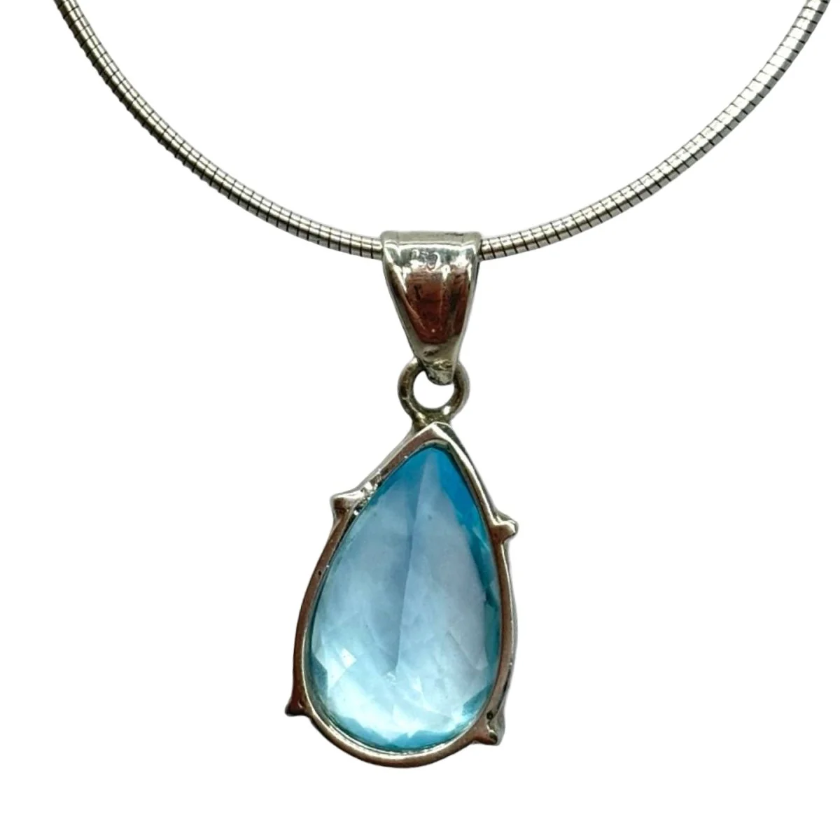 Collier Pendentif en platine et topaze - Image 2