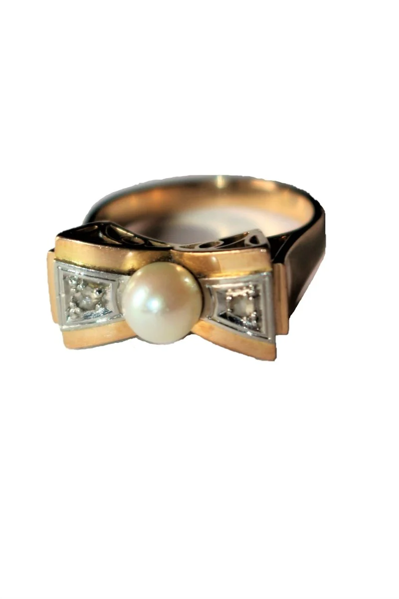 Bague Noeud Perle Et Roses