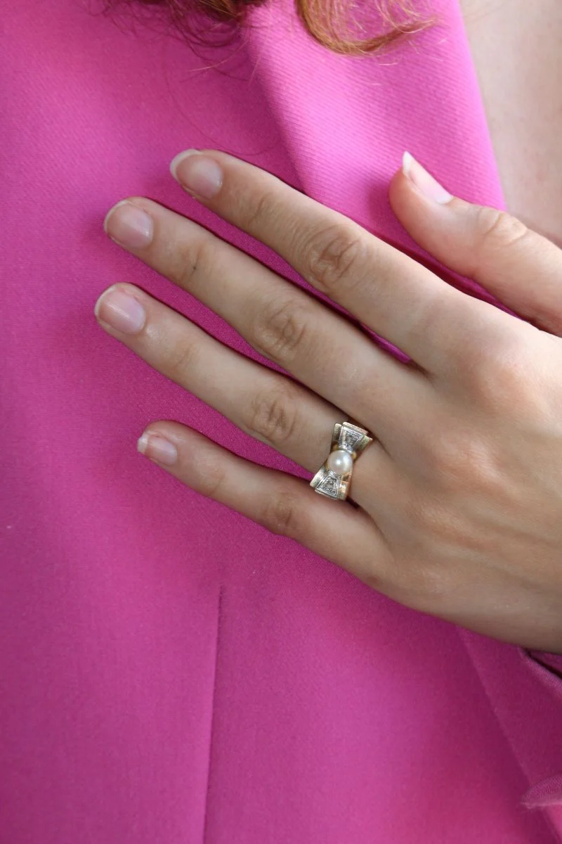 Bague Noeud Perle Et Roses - Image 11