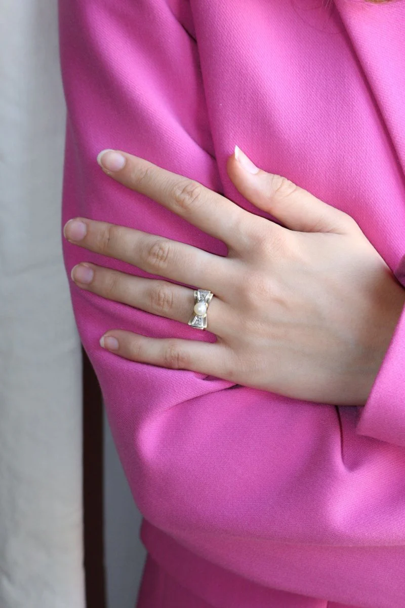 Bague Noeud Perle Et Roses - Image 12