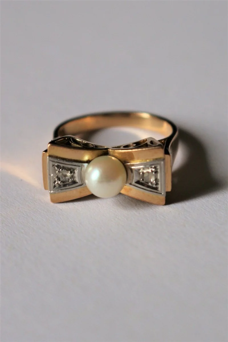 Bague Noeud Perle Et Roses - Image 3