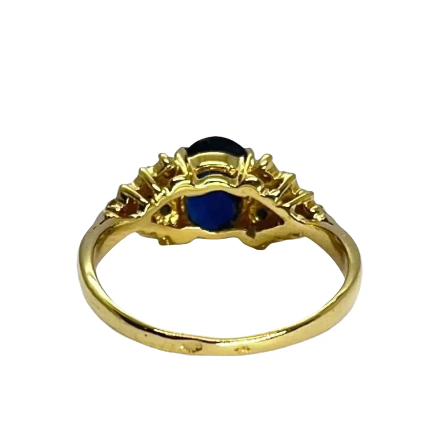 Bague en or jaune, saphir, et diamants - Image 4